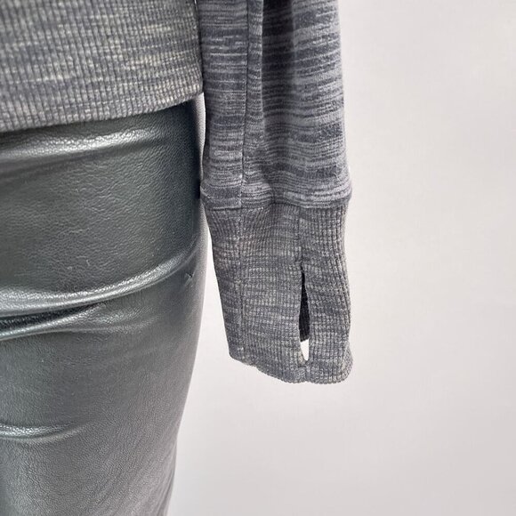 Athleta Tiger Terry Zip-Up Hoodie Heathered Gray Cinch Waist Sweatshirt Women XS - Picture 5 of 13